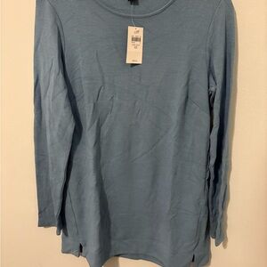 NWT Women's Blue Ribbed Long Sleeve Top